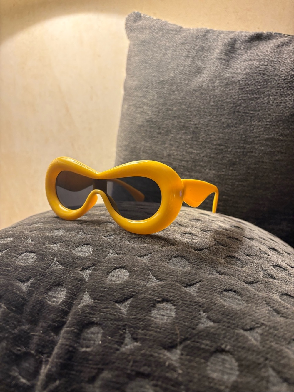 SHEIN Yellow Retro Oval Frame Sunglasses